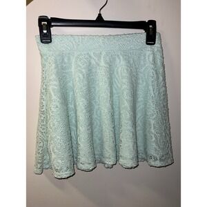 Aeropostale Mint Green S Crochet Lace Mini Skirt Ruffle Skater Boho Fairy Y2K
